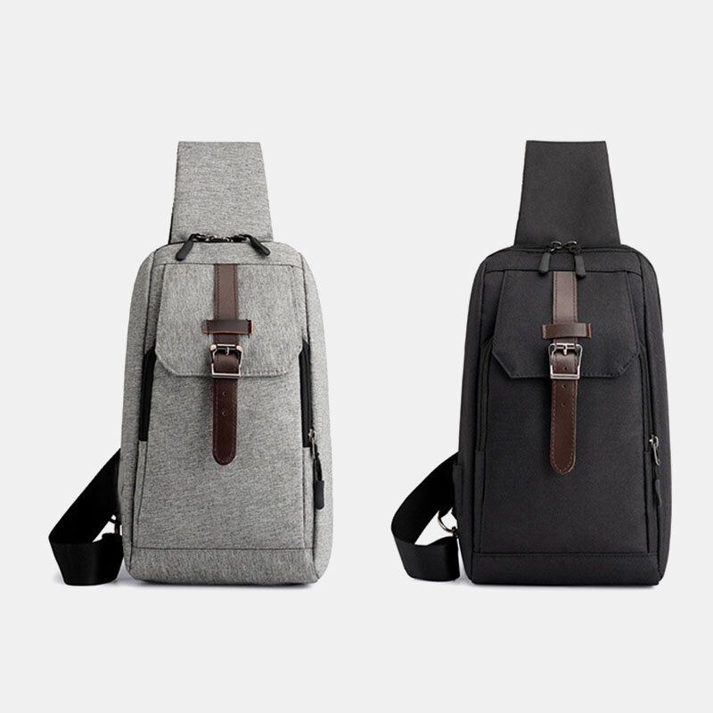 Miesten Oxford Casual Kulutusta Kestävä Monitoiminen Usb-latauspussi Crossbody-laukku