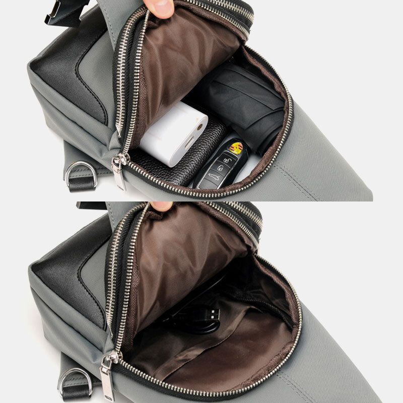 Miesten Oxford Usb-lataus Vedenpitävä Casual Outdoor Crossbody Laukku Rintalaukku Sling Bag