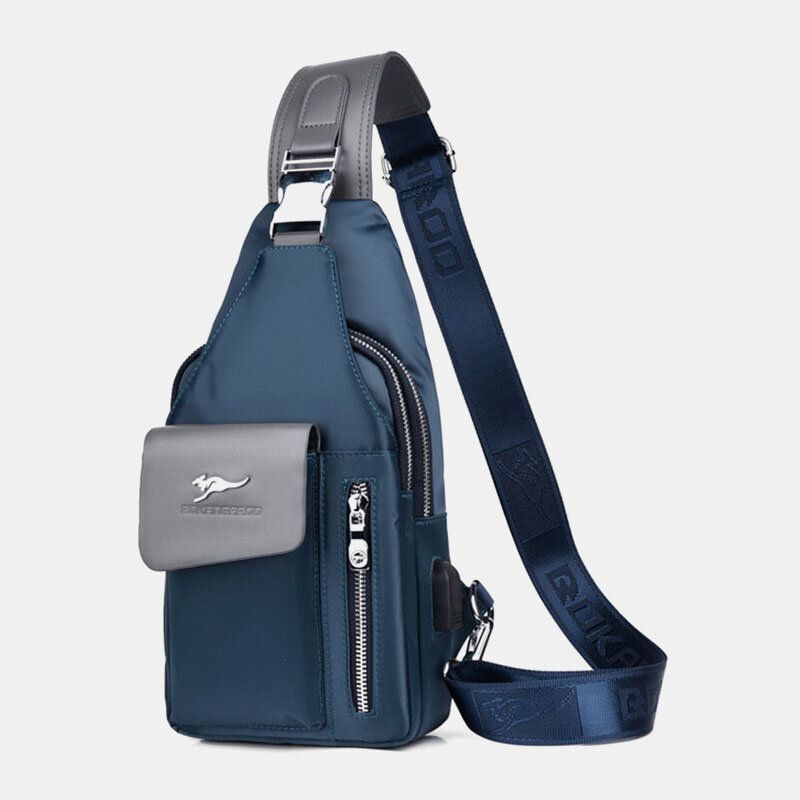 Miesten Oxford Usb-latauskuulokkeiden Reikämuotoilu Rintalaukku Monitoiminen Monitaskuinen Vedenpitävä Crossbody Olkalaukku