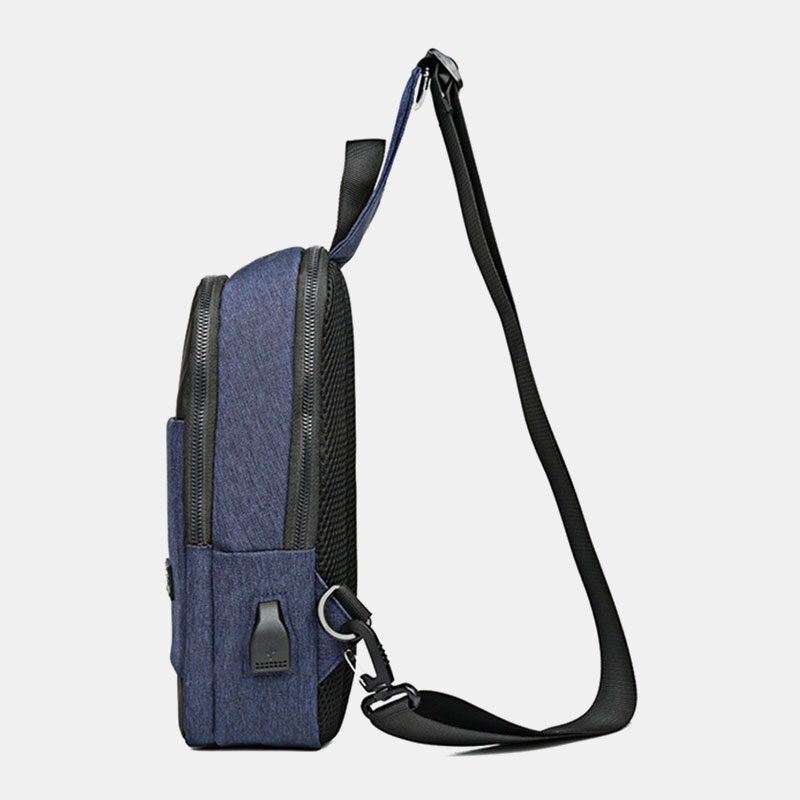 Miesten Oxford Vedenpitävä Suurikapasiteettinen Usb-lataus Rintalaukku Messenger Crossbody Bag