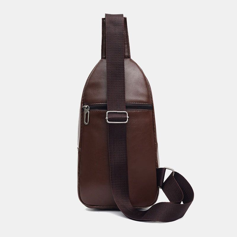 Miesten Pu Nahkainen Kuulokeaukko Multi-carry Vedenpitävä Crossbody Laukku Rintalaukku Sling Bag