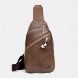 Miesten Suuren Kapasiteetin Kuulokeaukko Business Multi-pocket Crossbody Bag Rintalaukku Sling Bag
