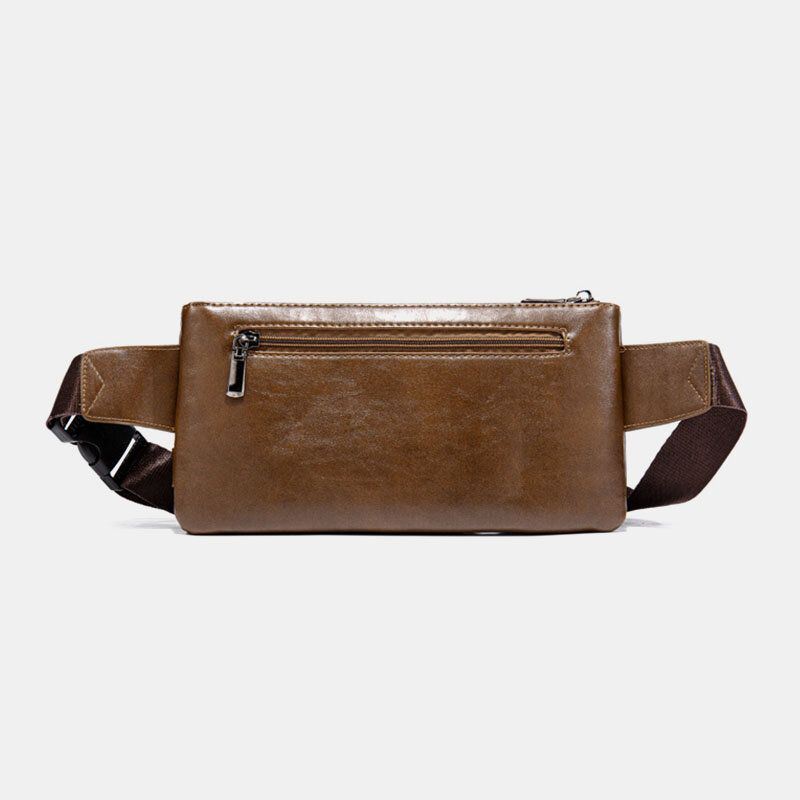 Miesten Vintage Keinonahkainen Monitoiminen Kulutusta Kestävä Crossbody Laukku Rintalaukku