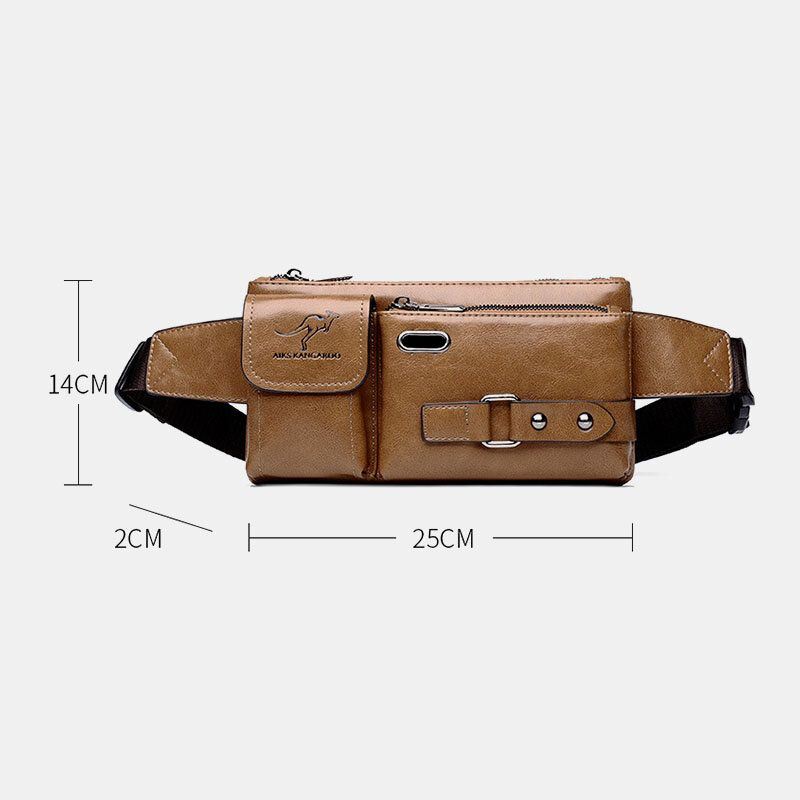 Miesten Vintage Keinonahkainen Monitoiminen Kulutusta Kestävä Crossbody Laukku Rintalaukku