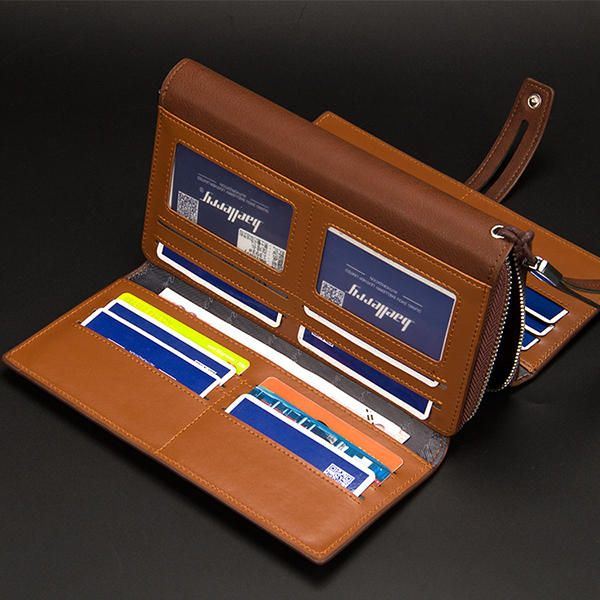 Miesten Business Clutches Laukku Vintage Pitkä Kukkaro 16 Korttipaikkaa Korttipidike Rannekäsilaukku