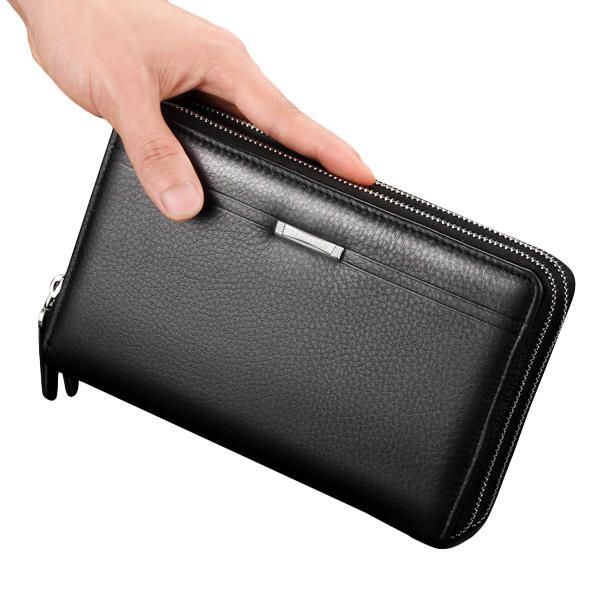 Miesten Clutch Wallet Vedenpitävä Business Long Vetoketjullinen Lompakon Puhelinteline