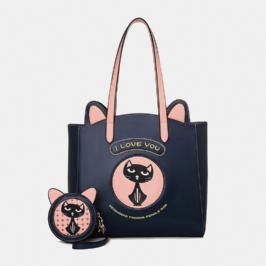 2 Kpl Naisten Muoti Crossbody Bag Kissakuvioinen Käsilaukku