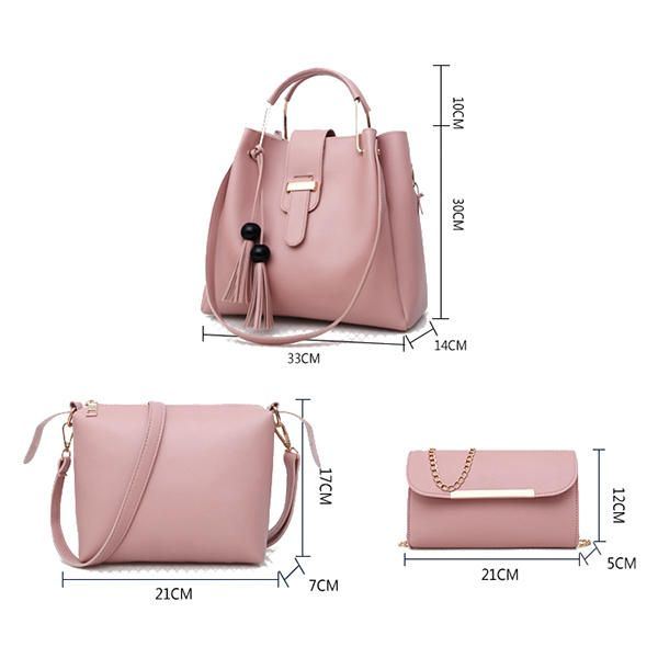 Miesten Naisten Keinonahka Kolmiosainen Setti Tupsu Käsilaukku Crossbody Bag Clutch Bag