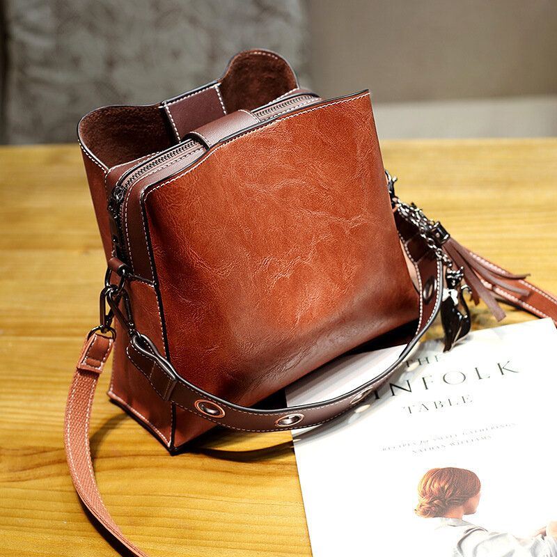 Miesten Naisten Vintage Keinonahkainen Crossbody Laukku Olkalaukut Bucket Bag Crossbody Bag