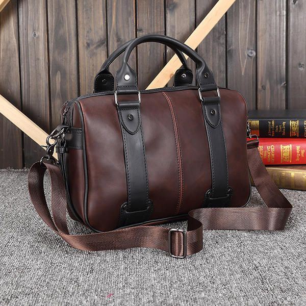 Miesten Retro Pu -nahkainen Käsilaukku Business Crossbody -laukku