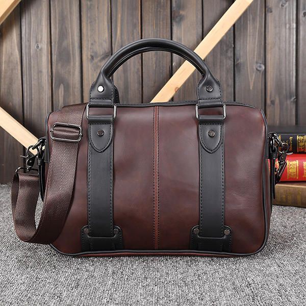 Miesten Retro Pu -nahkainen Käsilaukku Business Crossbody -laukku