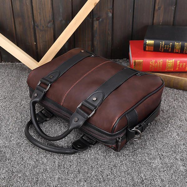 Miesten Retro Pu -nahkainen Käsilaukku Business Crossbody -laukku