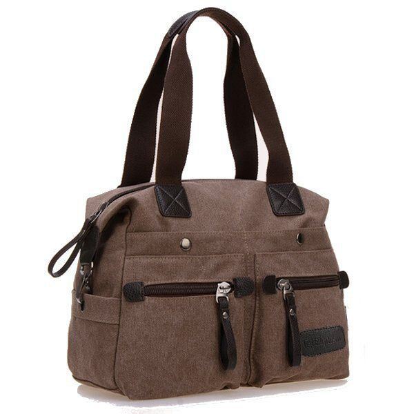 Naiset Miehet Canvas Multi Pocket Käsilaukut Rento Tyyny Olkalaukut Crossbody