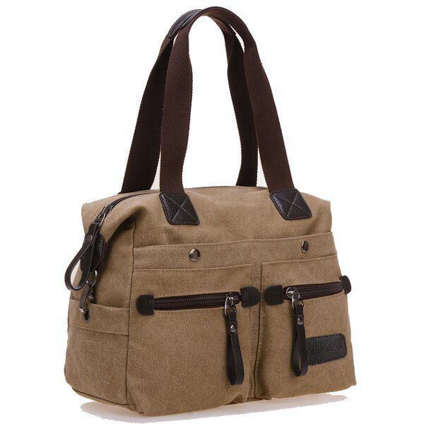 Naiset Miehet Canvas Multi Pocket Käsilaukut Rento Tyyny Olkalaukut Crossbody