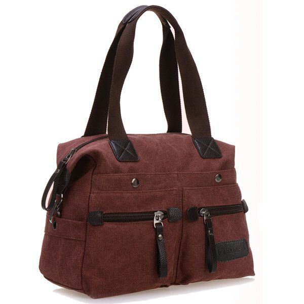 Naiset Miehet Canvas Multi Pocket Käsilaukut Rento Tyyny Olkalaukut Crossbody