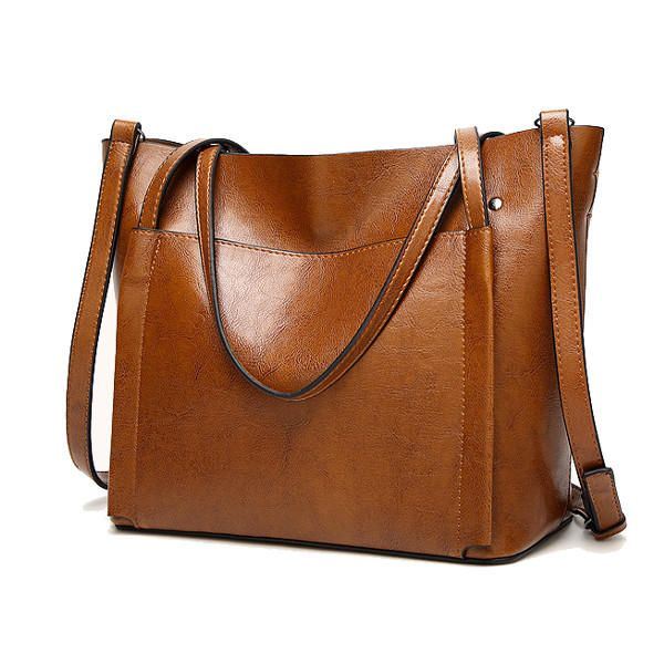 Naiset Öljy Nahka Käsilaukut Vintage Olkalaukut Kapasiteetti Crossbody Laukut