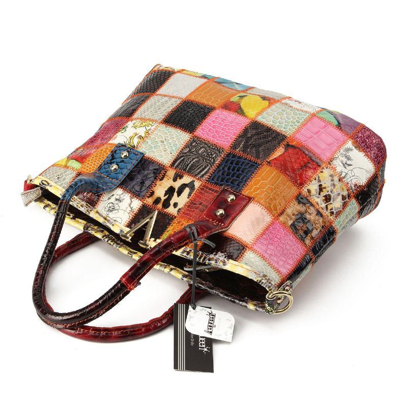 Naisten Aitoa Nahkaa Oleva Vintage-kangaskäsilaukku Suuri Tilavuus Ommeltava Crossbody-laukku