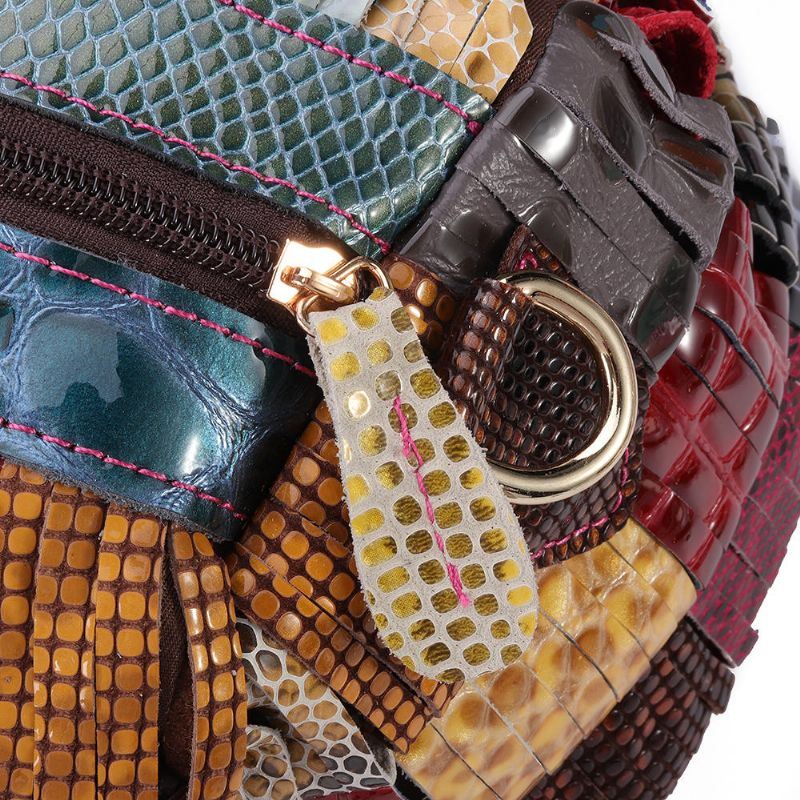 Naisten Boheemi Suuri Kapasiteetti Aitoa Nahkaa Käsilaukku Patchwork Käsintehdyt Crossbody Laukut