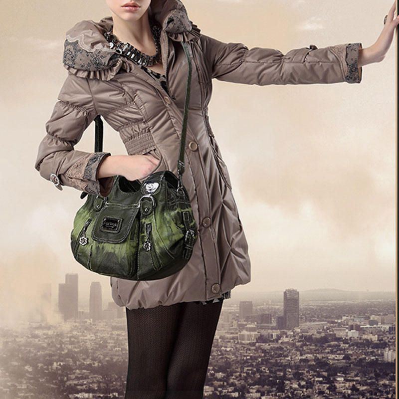 Naisten Gradient Soft Keinonahkainen Olkalaukku Crossbody Bag Käsilaukku