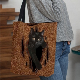 Naisten Huopa Söpö 3d Kolmiulotteinen Sarjakuva Musta Kissa Kuviollinen Olkalaukku Käsilaukku Laukku