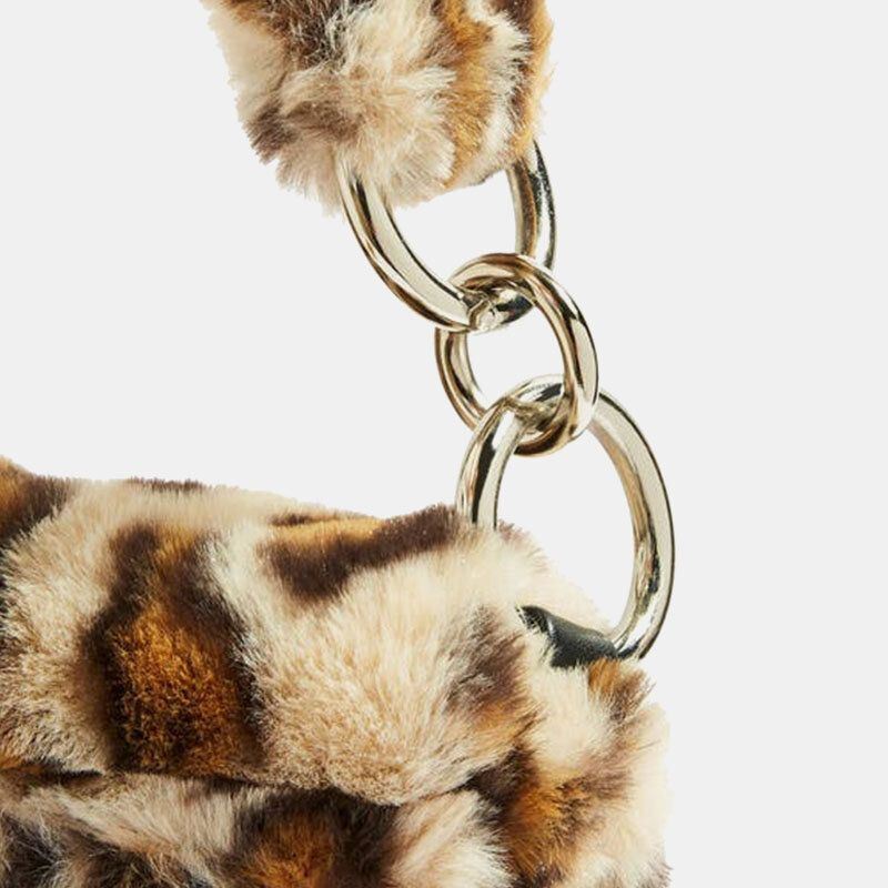 Naisten Huopamuoti Rento Leopardikuvioinen Pehmeä Lämmin Olkalaukku Käsilaukku