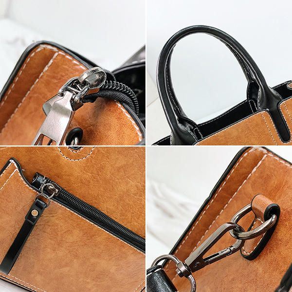 Naisten Pu-nahkainen Käsilaukku Retro Solid Leisure Crossbody -laukku