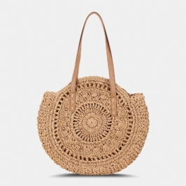 Naisten Simplicity Stripe Straw Bag Käsilaukut Tote Retro Beach Bag