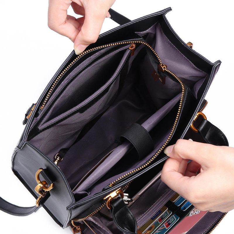 Naisten Solid Multifuction Käsilaukku Työ Crossbody Laukku Muti-pocket Monikäyttöinen Laukku