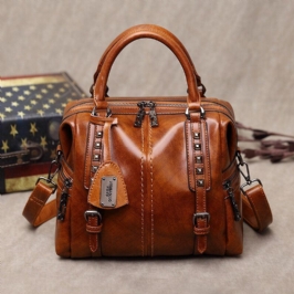 Naisten Unisex Keinonahka Retro Vintage Fashion Multi-carry Käsilaukku Tote Crossbody Bag