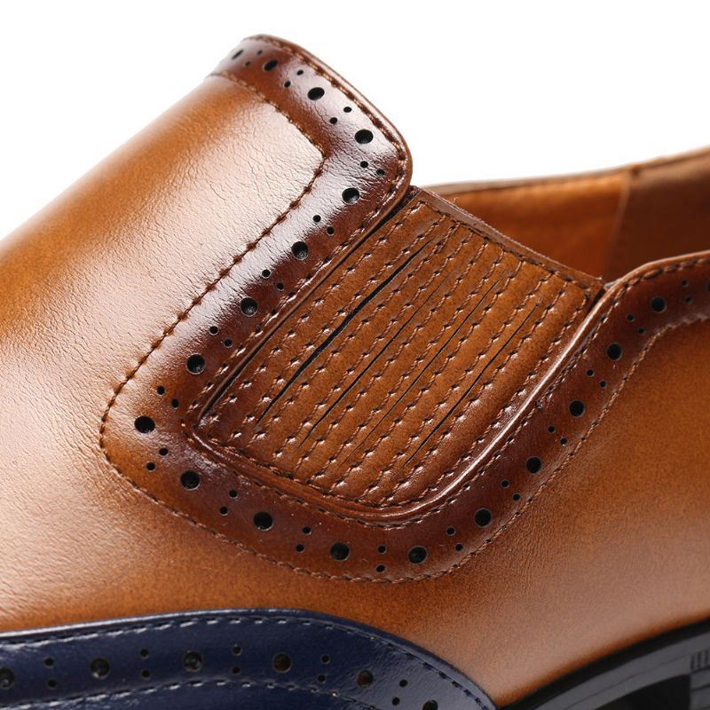 Miesten Brogue Carved Color Spicing Slip On Business Oxfords