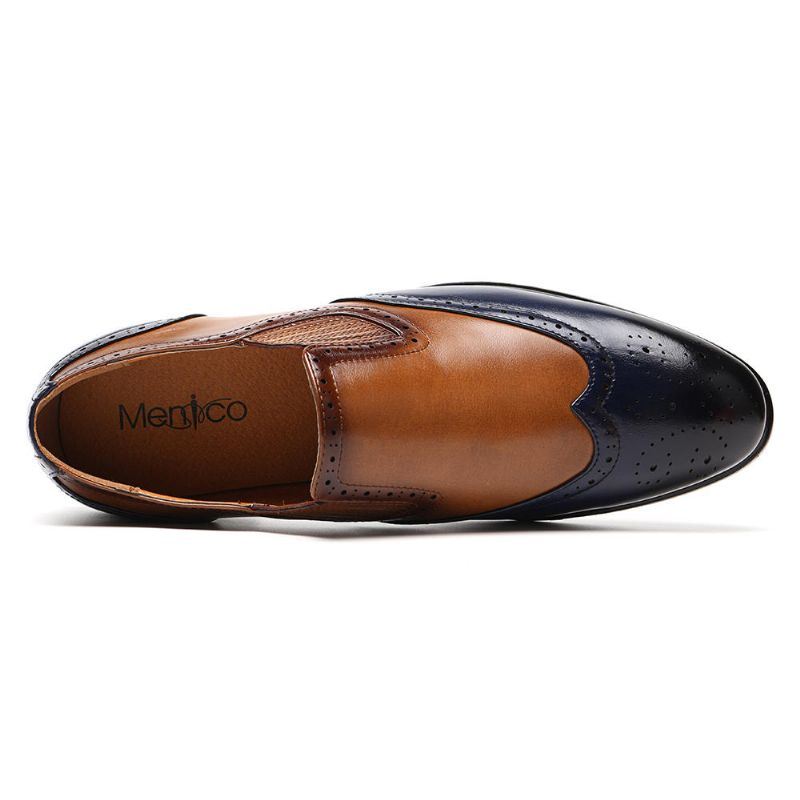 Miesten Brogue Carved Color Spicing Slip On Business Oxfords