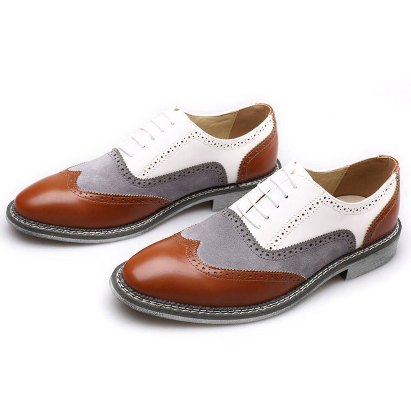 Miesten Brogue Colorblock Oxfords Lace Up Business Casual Juhlakengät