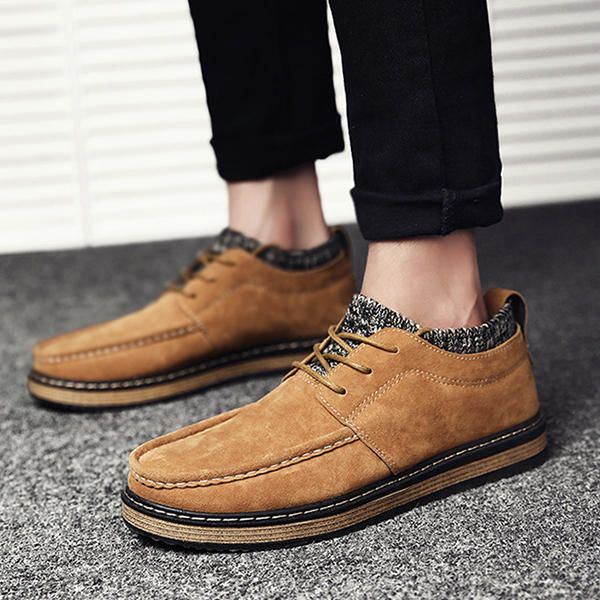 Miesten Brogue-tyylinen Neulottu Mokkanahka Pehmeä Pohja Lämpimät Oxfords-kengät