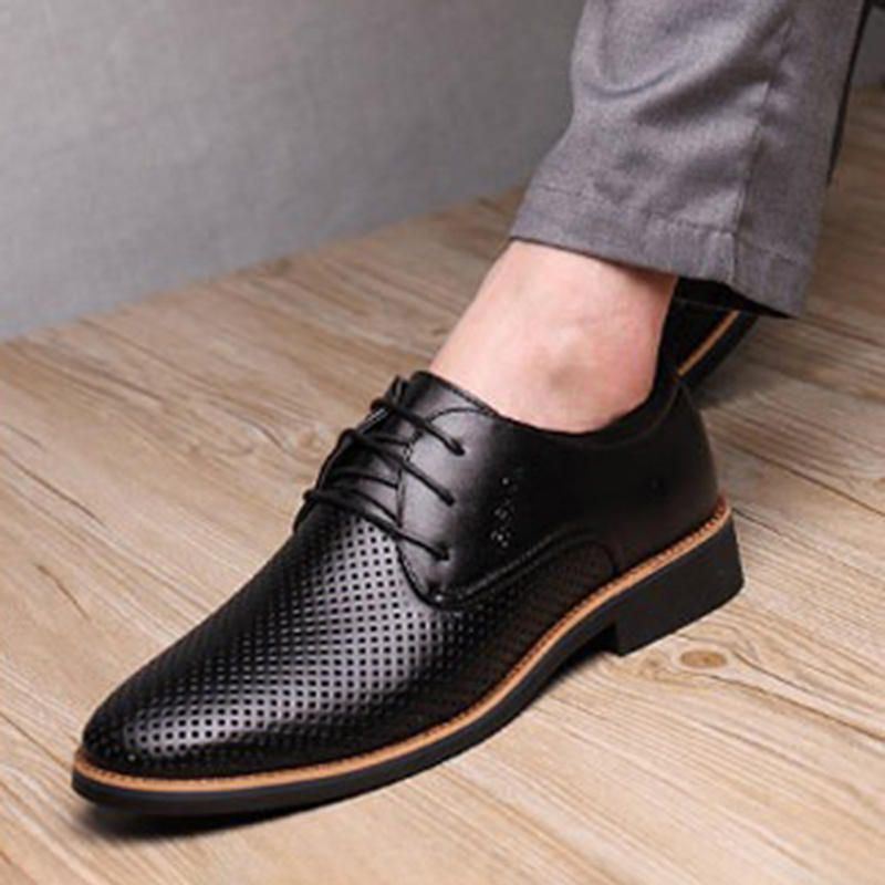 Miesten Mikrokuituliina Hengittävä Hollow Out Business Casual Oxfords