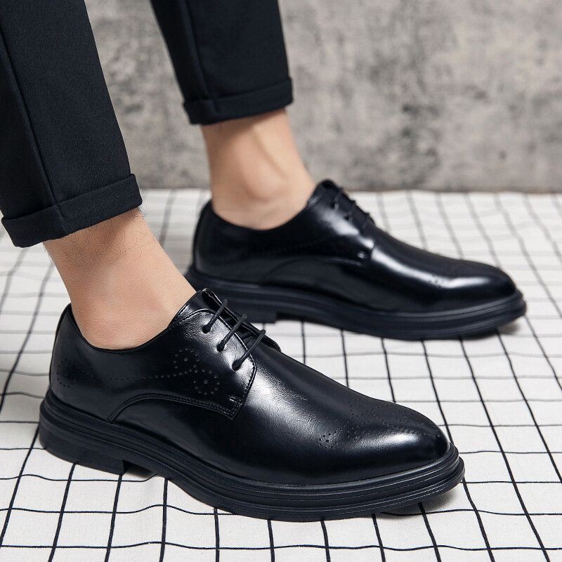 Miesten Nahkaiset Hengittävät Mukavat Teräväkärkiset Vintage Oxford Casual Business -kengät