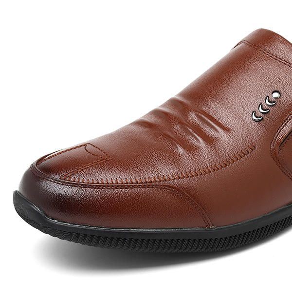 Pehmeä Pohja Lämmin Vuori Aitoa Nahkaa Business Oxfords Slip On -kengät Miehille