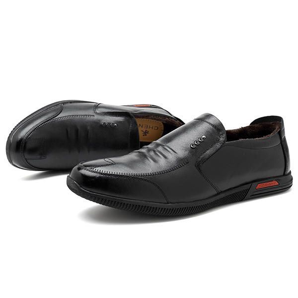 Pehmeä Pohja Lämmin Vuori Aitoa Nahkaa Business Oxfords Slip On -kengät Miehille