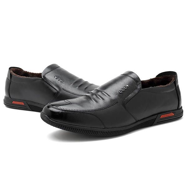 Pehmeä Pohja Lämmin Vuori Aitoa Nahkaa Business Oxfords Slip On -kengät Miehille